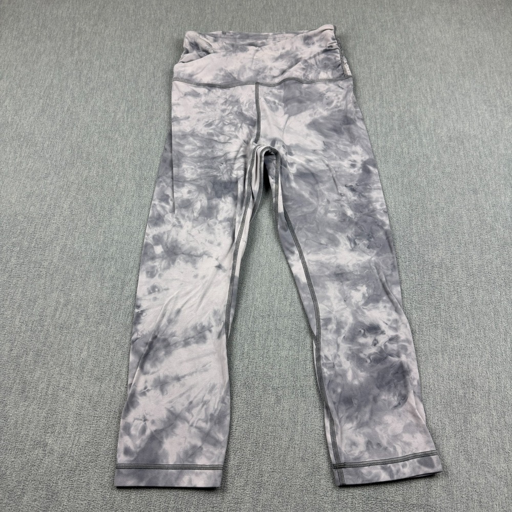 Lululemon Leggings Women 6 Align Crop 22" Gray Diamond Dye Cross Waist Yoga